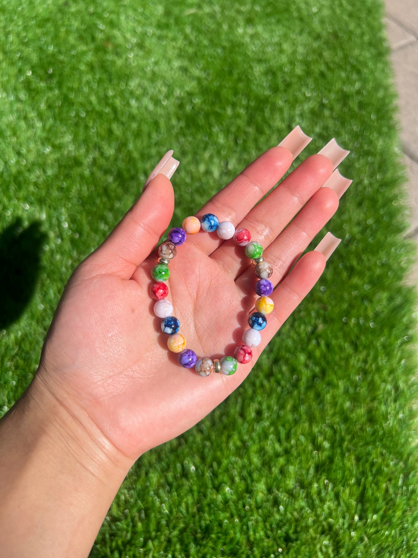 π Rainbow Natural Agate Stone Bracelet β Healing Crystal Jewelry