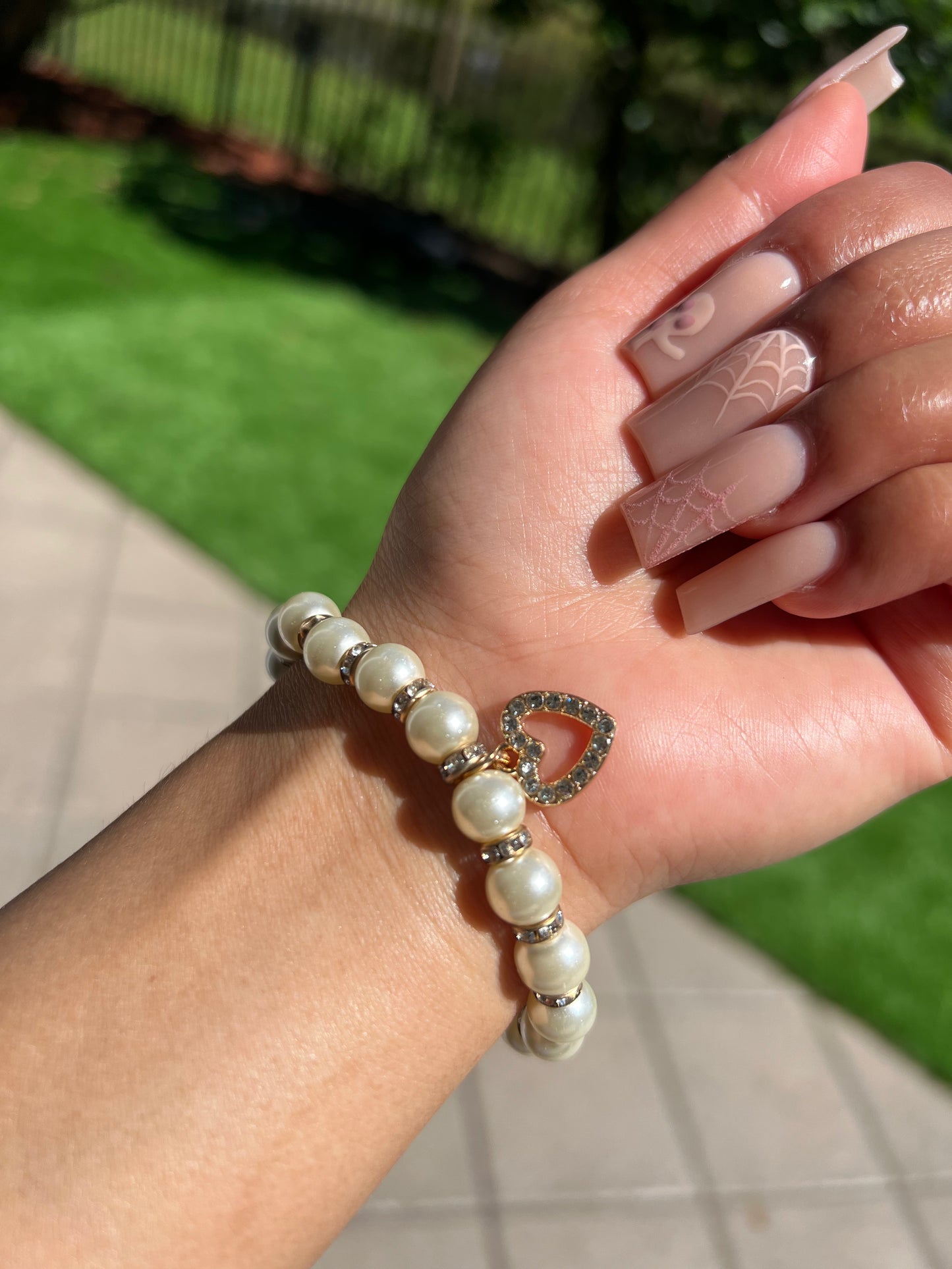 Fashion pearl alloy love pendant bracelet