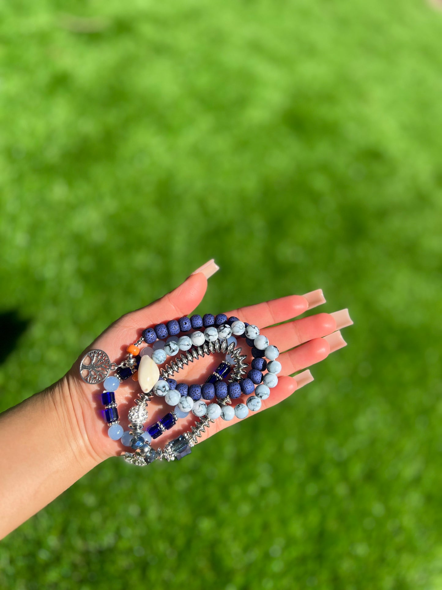 Multilayer Beaded Bracelet – Tree of Life, Heart & Conch Charms