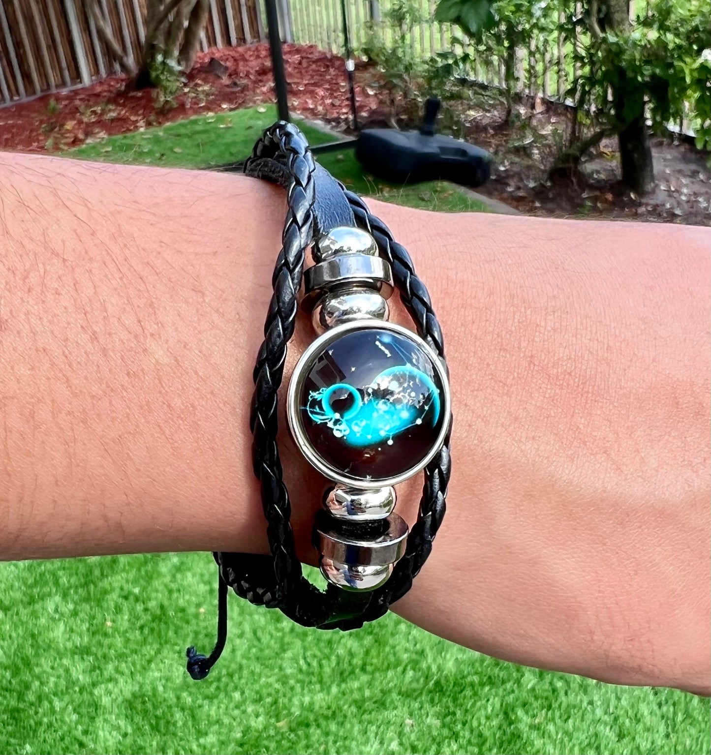 12 Zodiac Time Bracelets Luminous Zodiac Black Leather Arm Bangle Cuff Charm Jewelry Accessories Gifts for Men Women