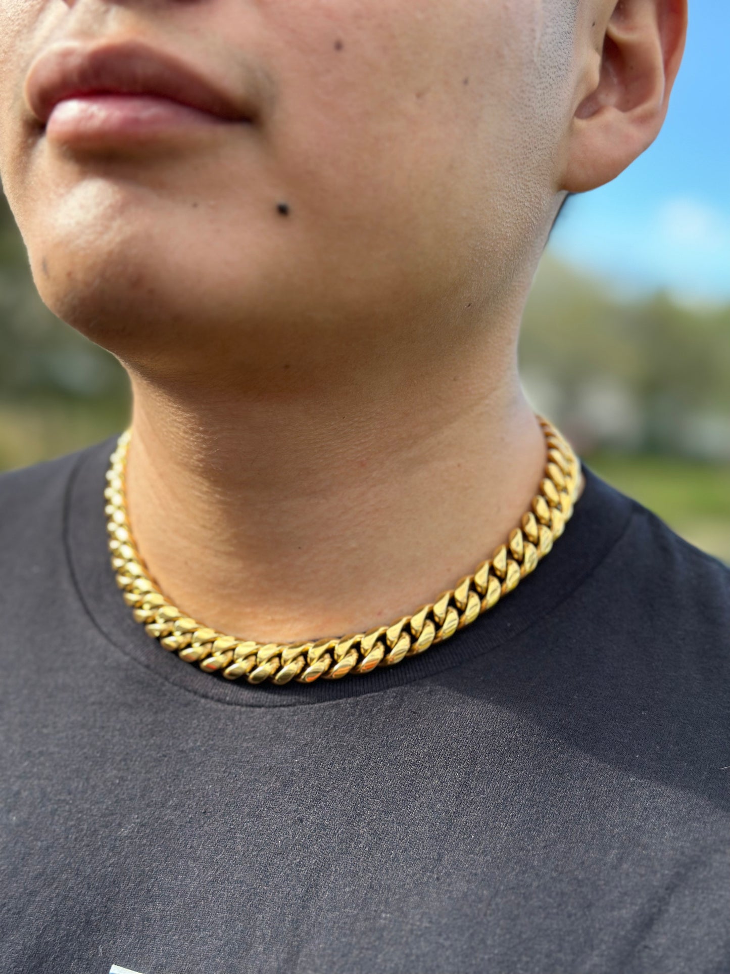 12mm 18K Gold Plated Cuban Link Chain – 18 Inch Men’s Hip Hop Necklace