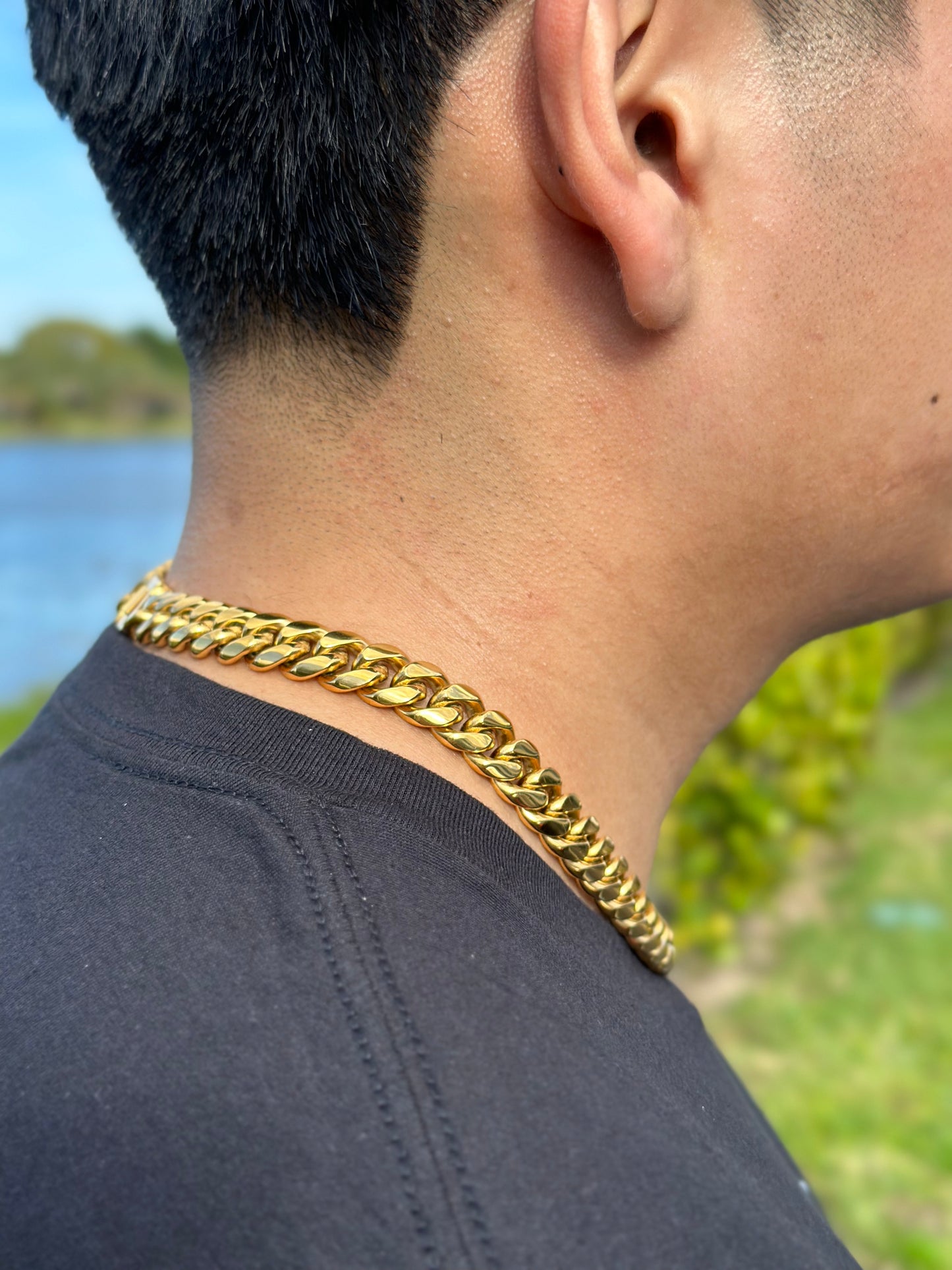 12mm 18K Gold Plated Cuban Link Chain – 18 Inch Men’s Hip Hop Necklace
