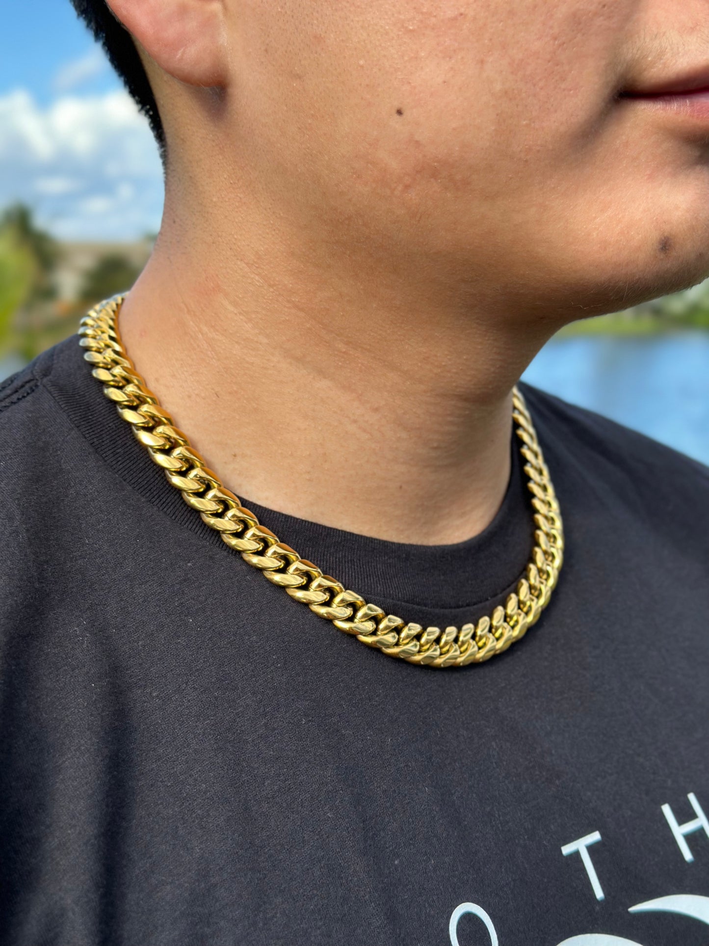 12mm 18K Gold Plated Cuban Link Chain – 20” Stainless Steel