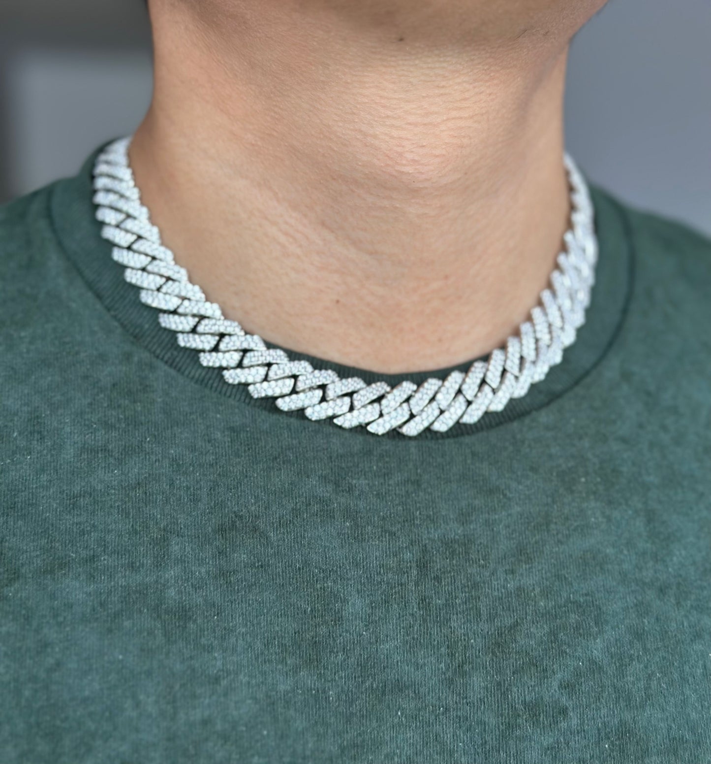 Men’s 15mm Cuban Link Chain Necklace 18 Inch Iced Out Gold Plated Hip Hop Jewelry
