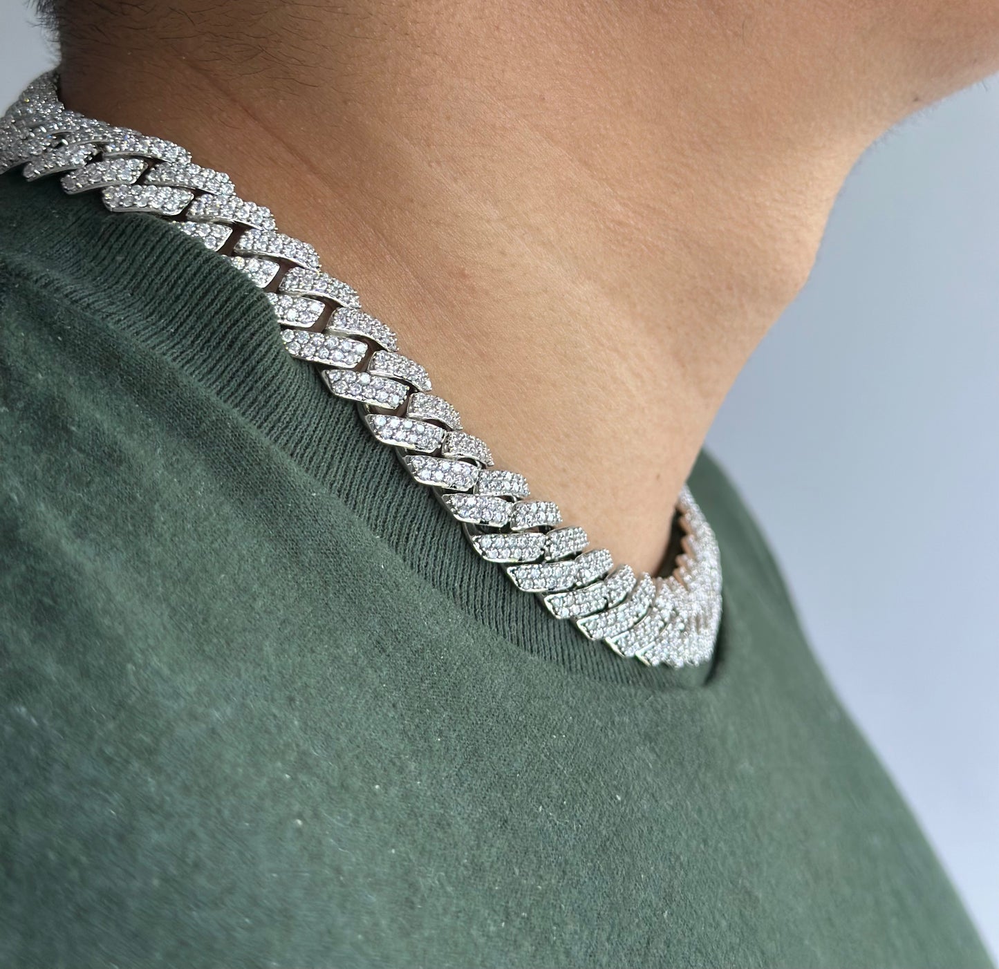Men’s 15mm Cuban Link Chain Necklace 18 Inch Iced Out Gold Plated Hip Hop Jewelry