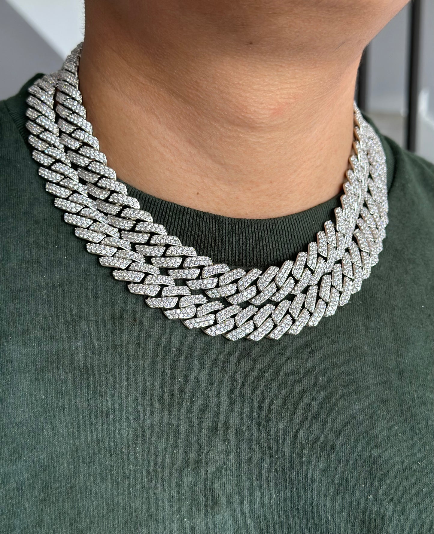 Men’s 15mm Cuban Link Chain Necklace 20 Inch Iced Out with Cubic Zirconia Gold Plated Hip Hop Jewelry