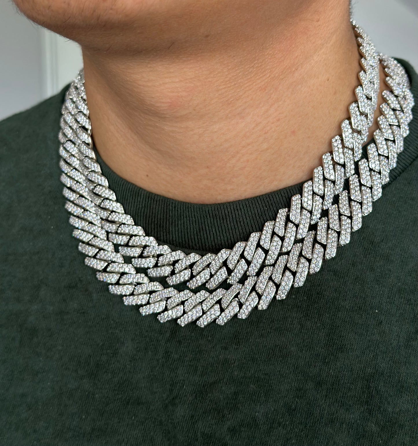 Men’s 15mm Cuban Link Chain Necklace 20 Inch Iced Out with Cubic Zirconia Gold Plated Hip Hop Jewelry