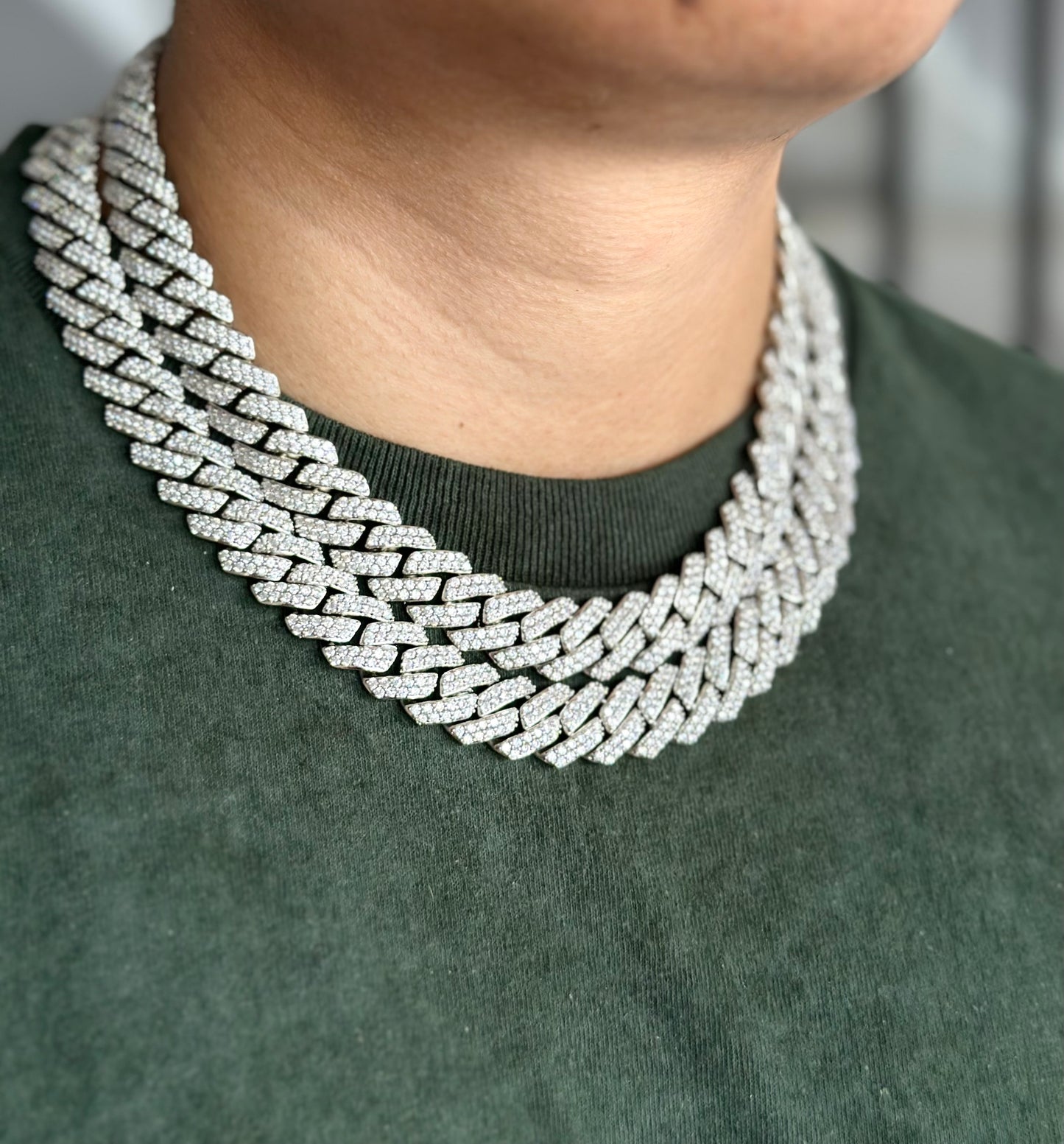 Men’s 15mm Cuban Link Chain Necklace 20 Inch Iced Out with Cubic Zirconia Gold Plated Hip Hop Jewelry