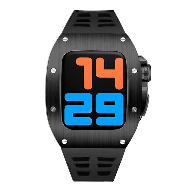π€ Full Black 45mm Luxury Silicone Band & Case for Apple Watch Series 7/8