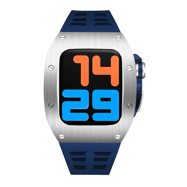 ๐ Blue 45mm Luxury Silicone Strap & Case for Apple Watch Series 7/8