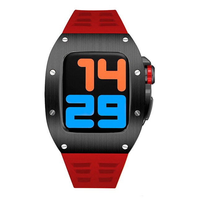 ❤️ Red 45mm Luxury Silicone Strap & Case for Apple Watch Series 7/8