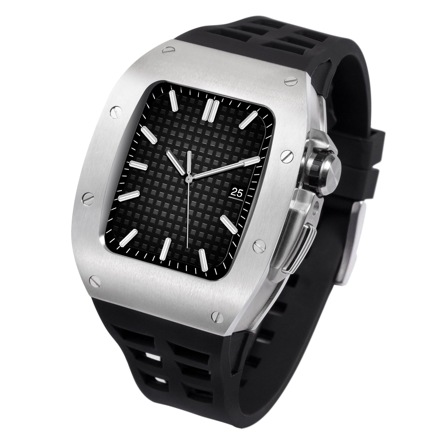 🖤 Black 45mm Luxury Silicone Strap & Case for Apple Watch Series 7/8