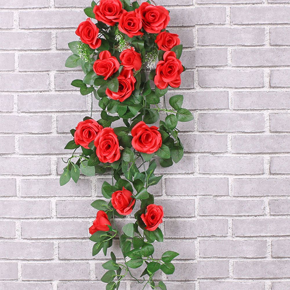 90cm Garland Vine Artificial Flower Red Fake Ivy Plant Home Garden Party Decor