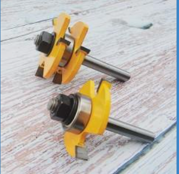 2pcs 1/4" Tongue and Groove Router Bit Set – Woodworking Tool for Cabinets, Frames & Flooring