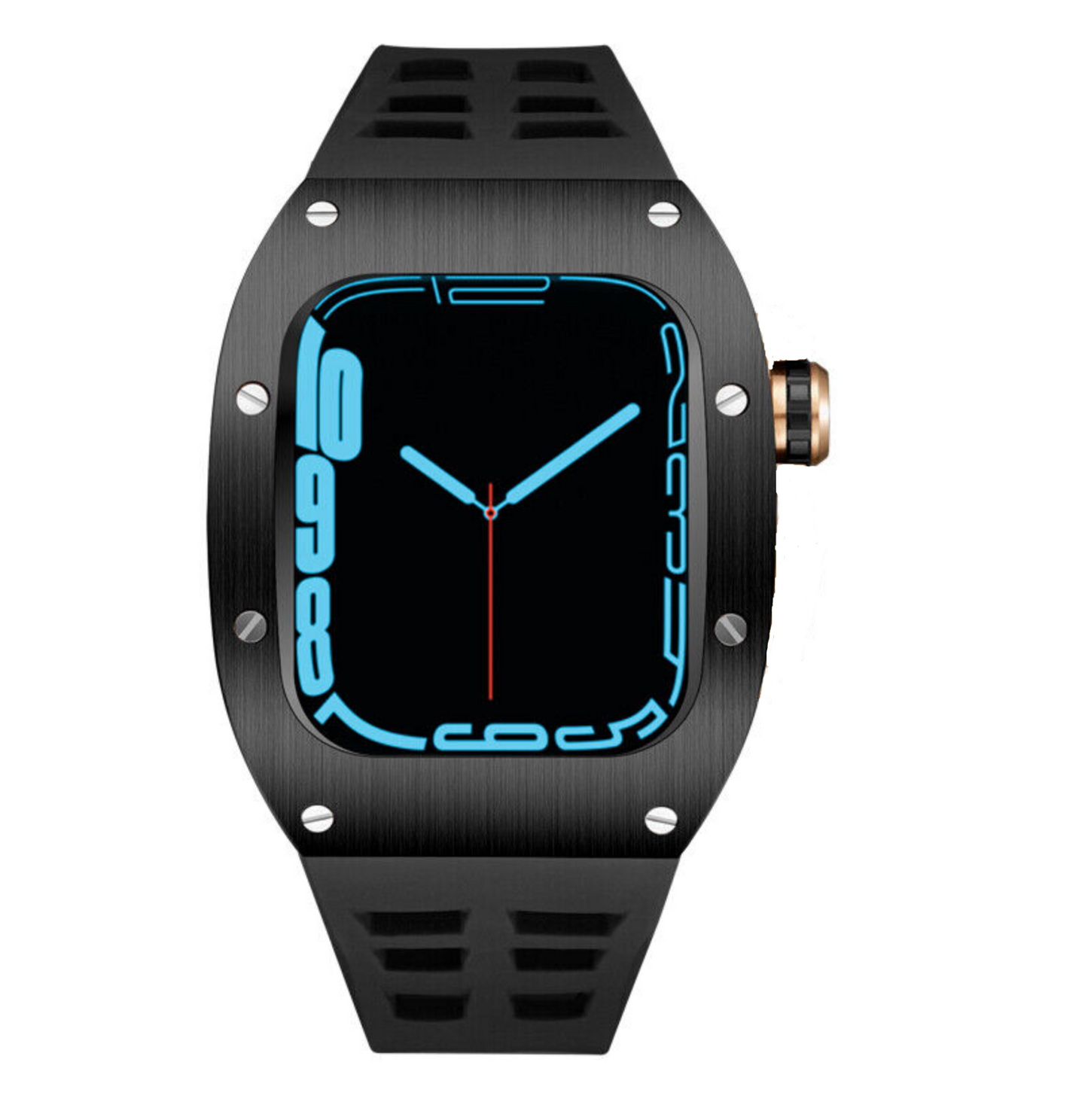 π€ Full Black 45mm Luxury Silicone Band & Case for Apple Watch Series 7/8