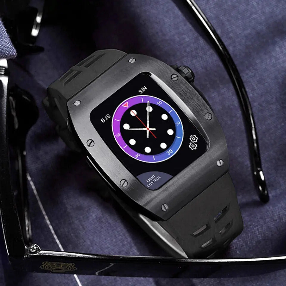 π€ Full Black 45mm Luxury Silicone Band & Case for Apple Watch Series 7/8