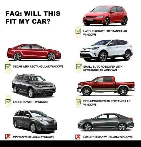 Car Window UV Protection Sun Shade Cover Breathable Mesh for Cars, Trucks, SUVs - 4 Piece Set