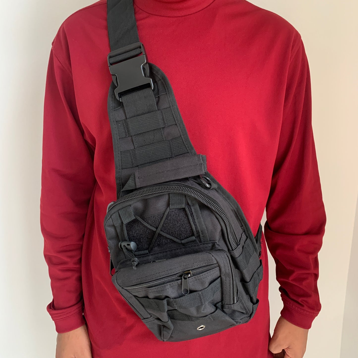 Men Backpack Tactical Sling Bag Chest Shoulder Body Molle Day Pack Pouch Black