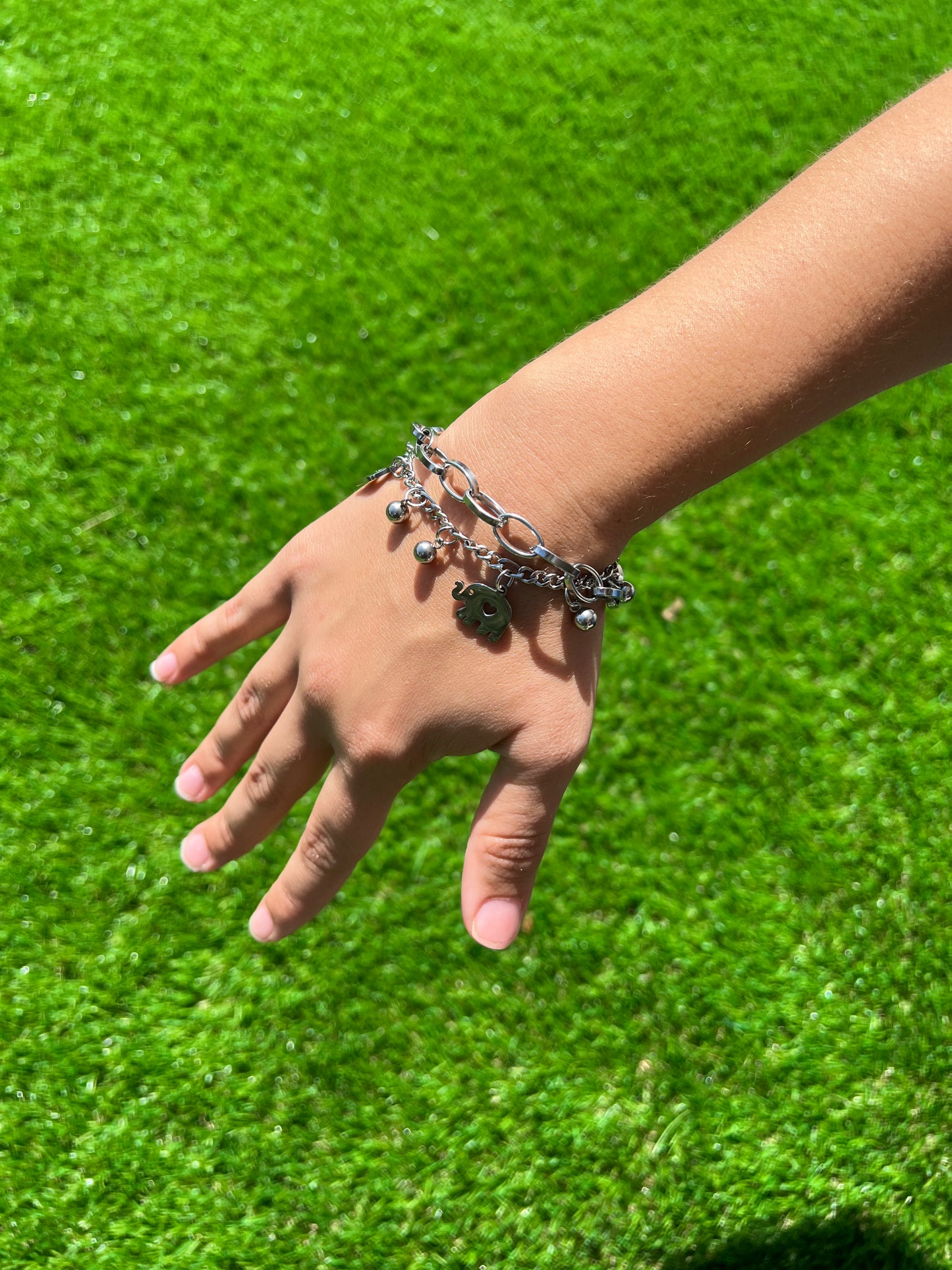 Korean simple stainless steel elephant pendant bracelet