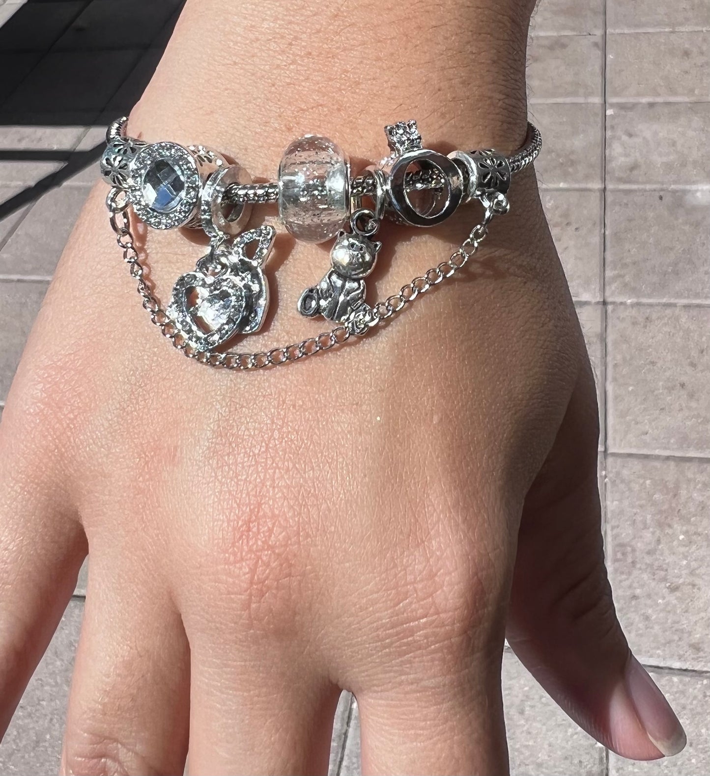 ❤Trendy Creative Crystal Heart Wings Bear Pendant Bracelet❤