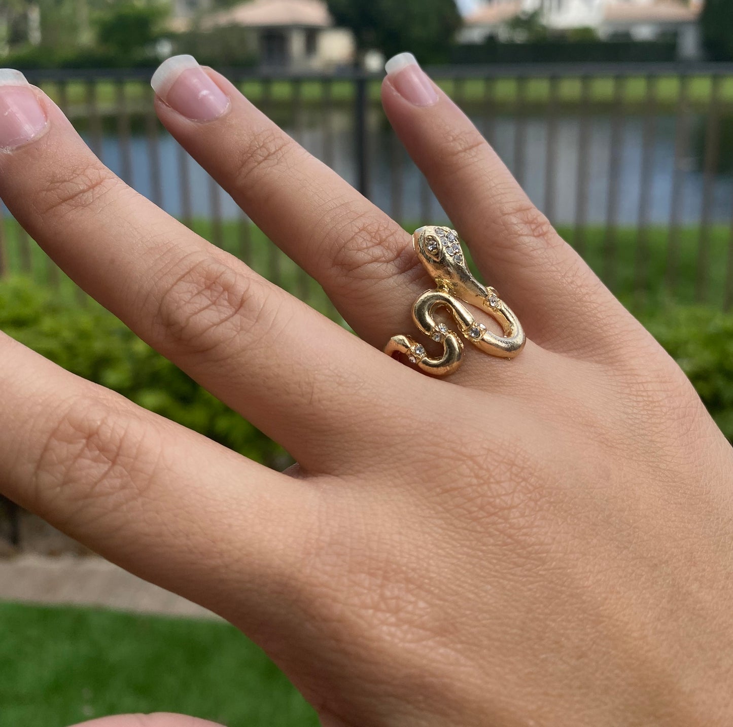 π Gold-Plated Snake-Shaped Punk Ring β Diamond Accents