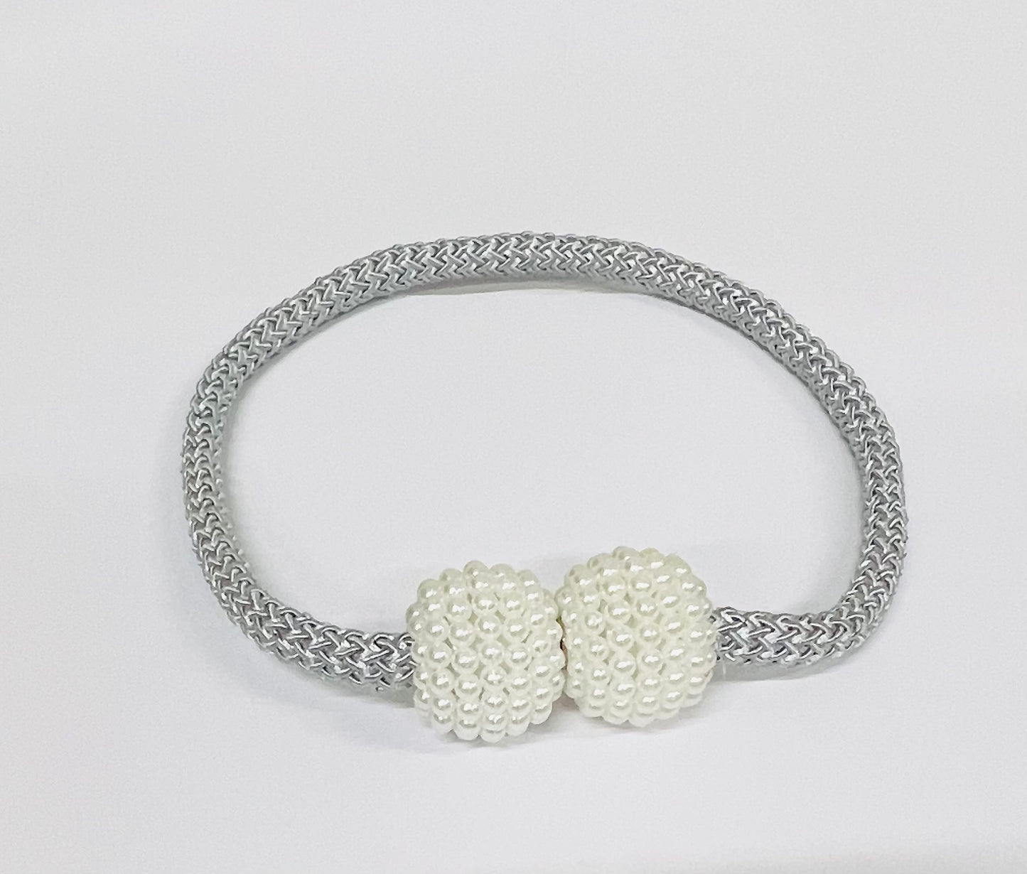 4-Pack Magnetic Curtain Tiebacks – Pearl Weave, No Drilling, 16"