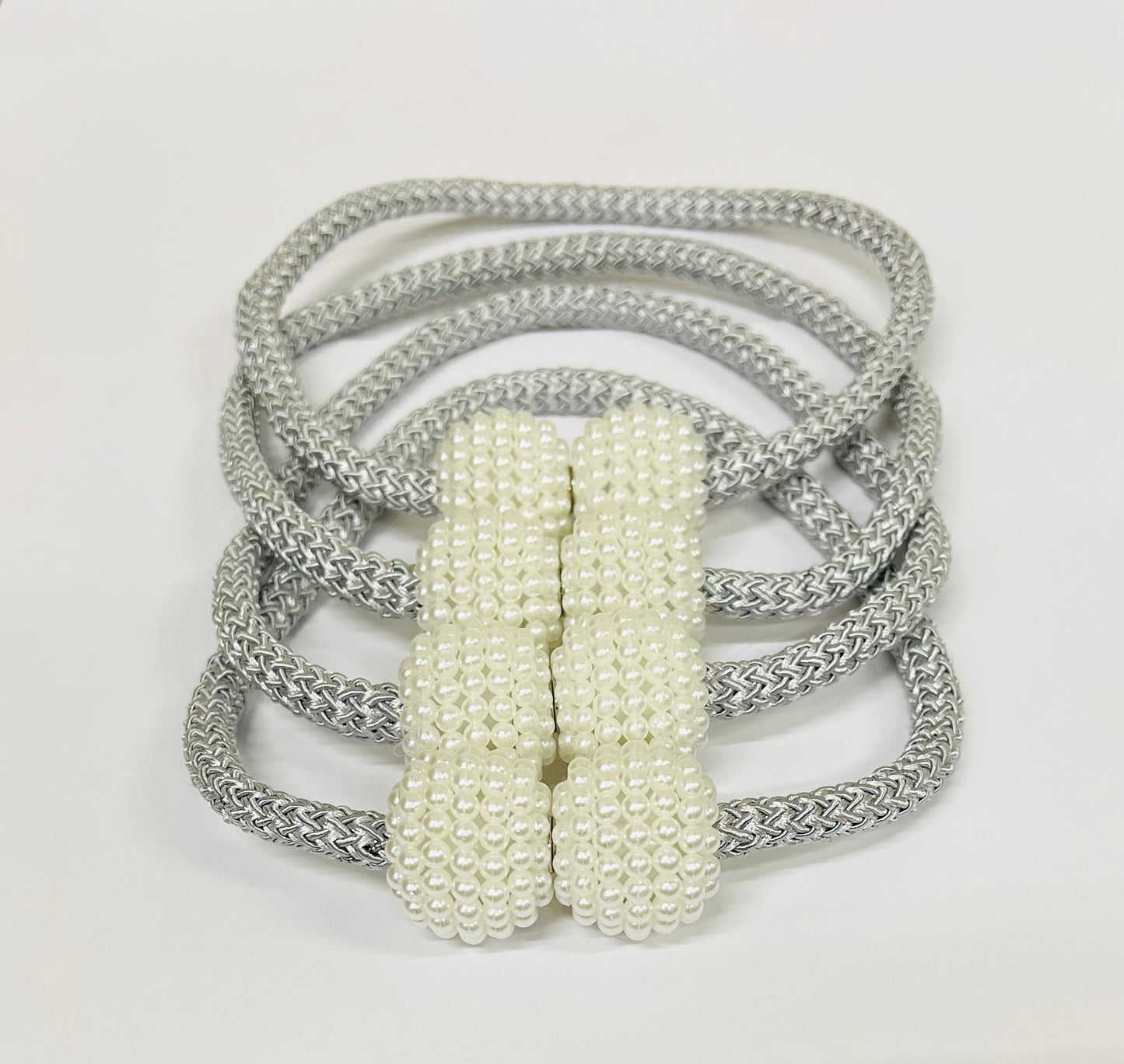 4-Pack Magnetic Curtain Tiebacks – Pearl Weave, No Drilling, 16"