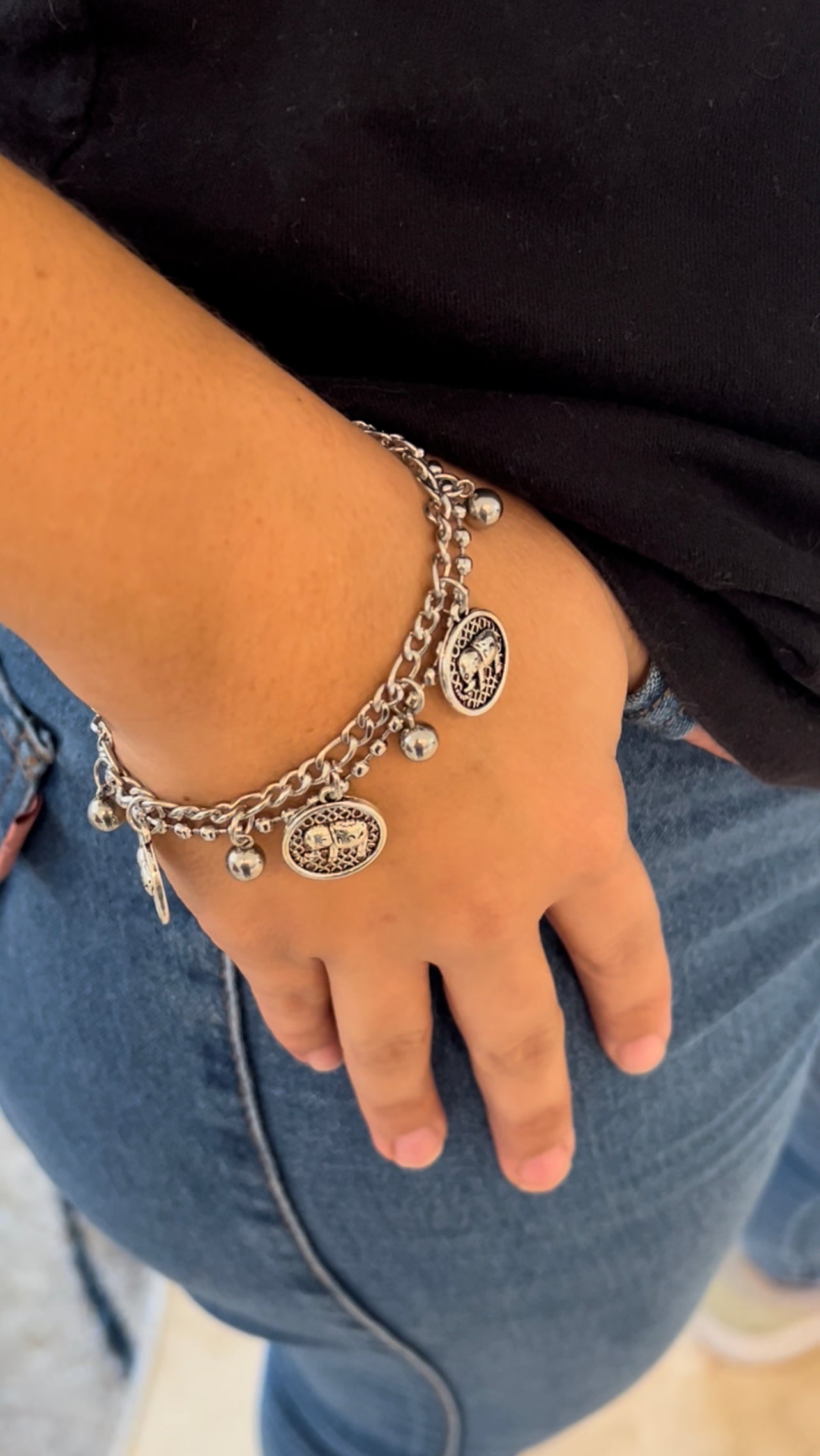 Korean simple stainless steel elephant pendant bracelet