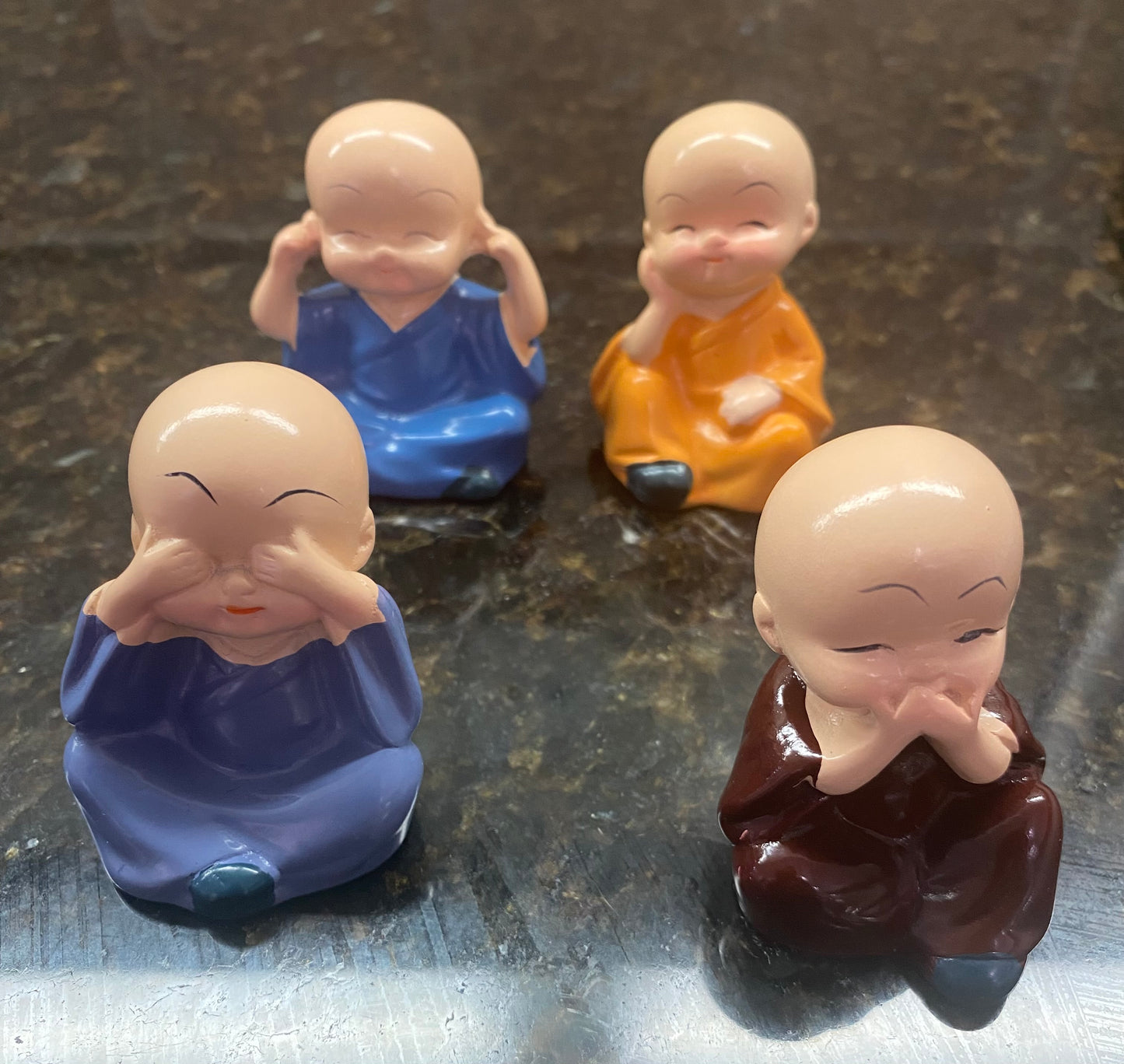 CUTIE Set of 4 Buddha Monk Statues Miniature Figurines