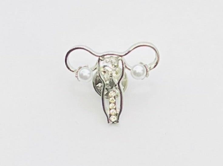 Uterus Shape Brooch – Human Body Inspired Alloy Pin with Gem Accents