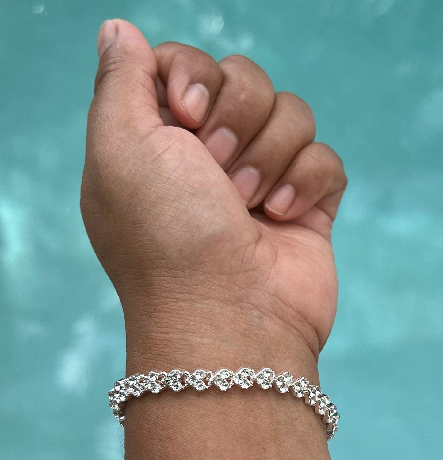 Roman Crystal Bracelet – Full Diamond Plated Bangle with Artificial Gemstones
