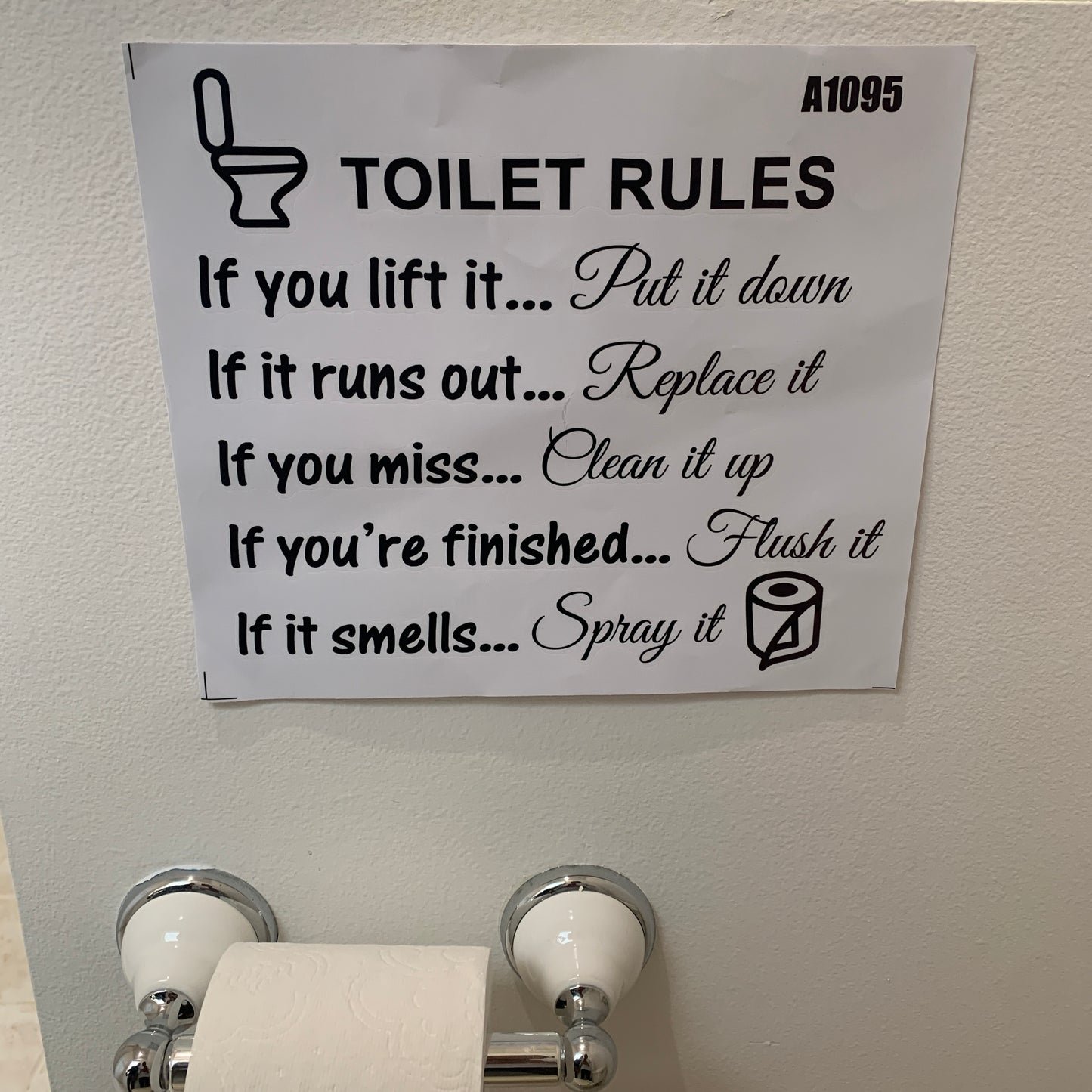 Toilet Rules Wall Decal – Funny Bathroom Quote Sticker, 25x29cm, Easy Peel & Stick PVC