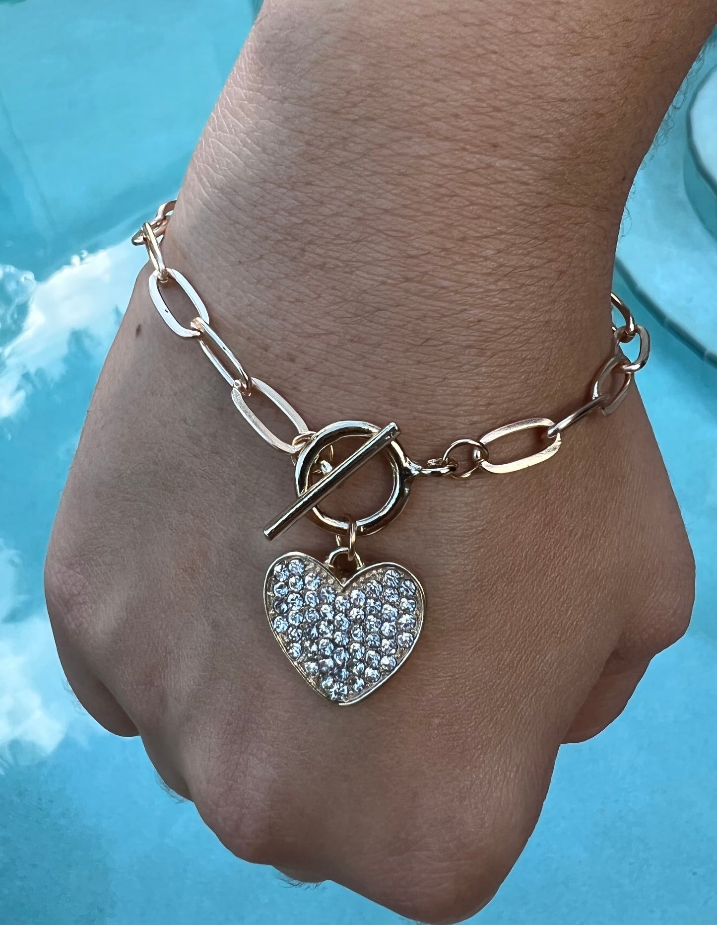 ✨NEW✨ Luxury Fashion Heart Shape Alloy Artificial Rhinestones Bracelets 1 Piece - Perfect Gift for Friends🎁