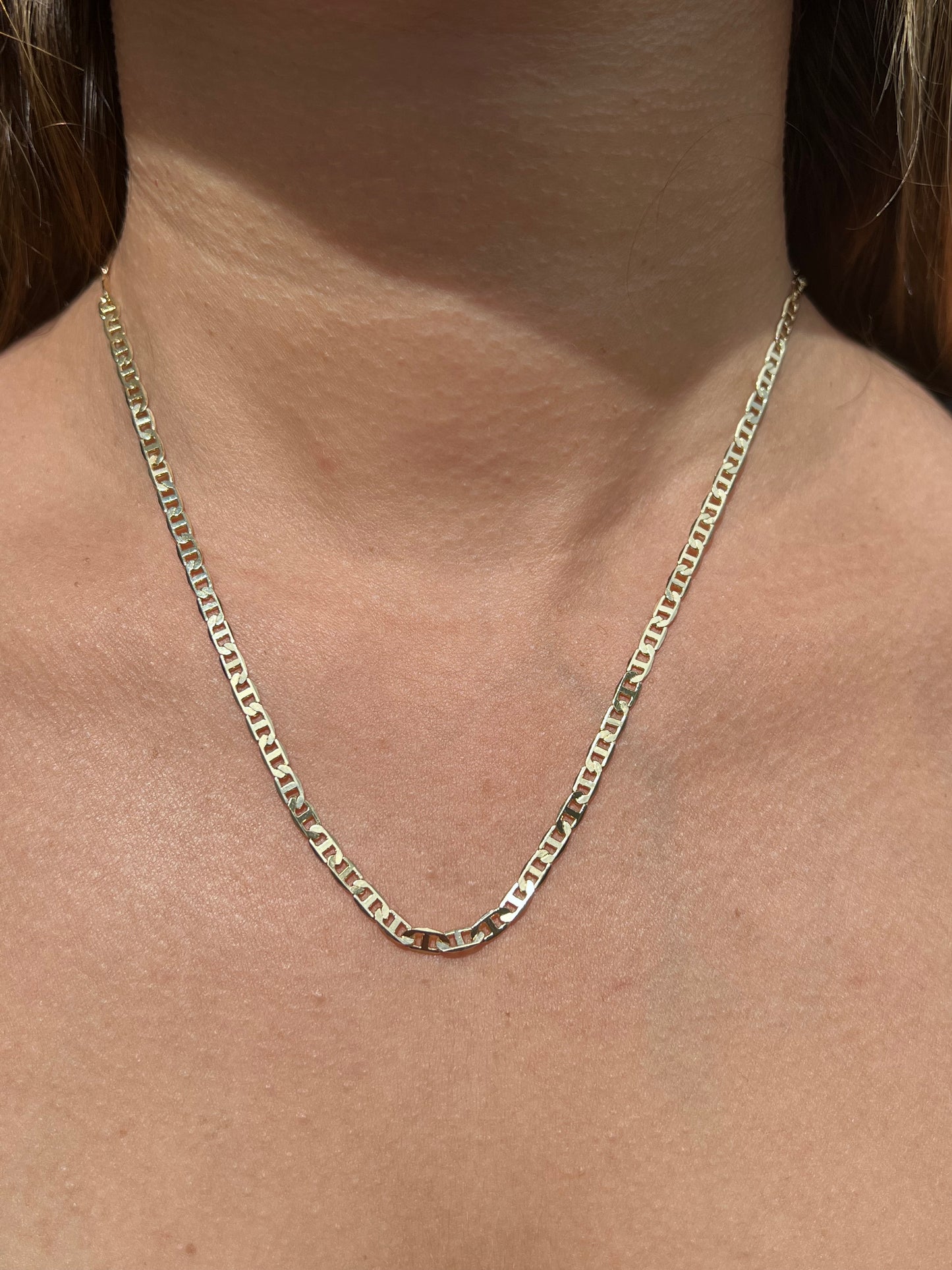 18k Gold Filled Diamond Cut Mariner Necklace 19.5” Long