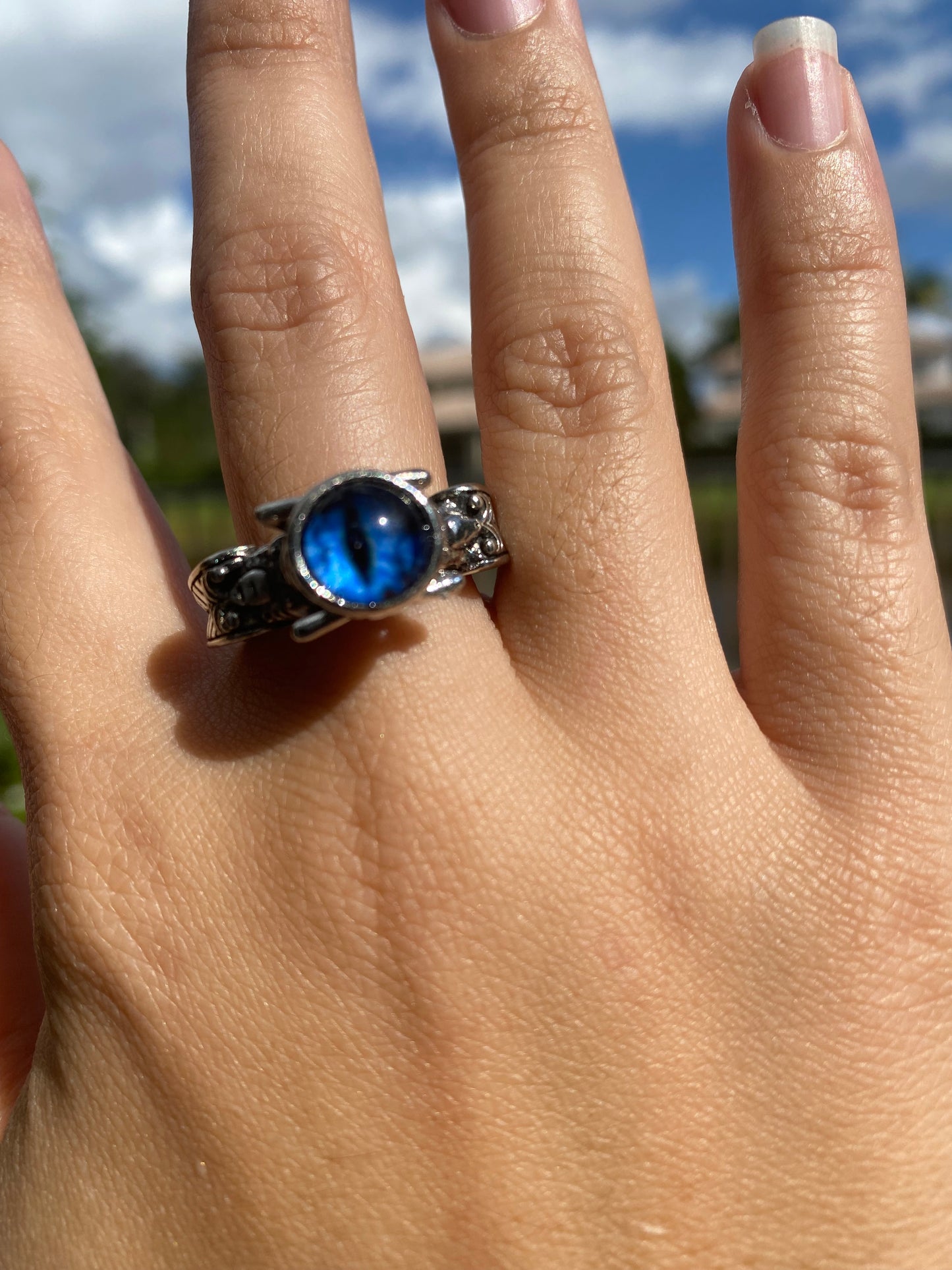 🧿 Retro Evil Eye Adjustable Ring – Creative Open Design