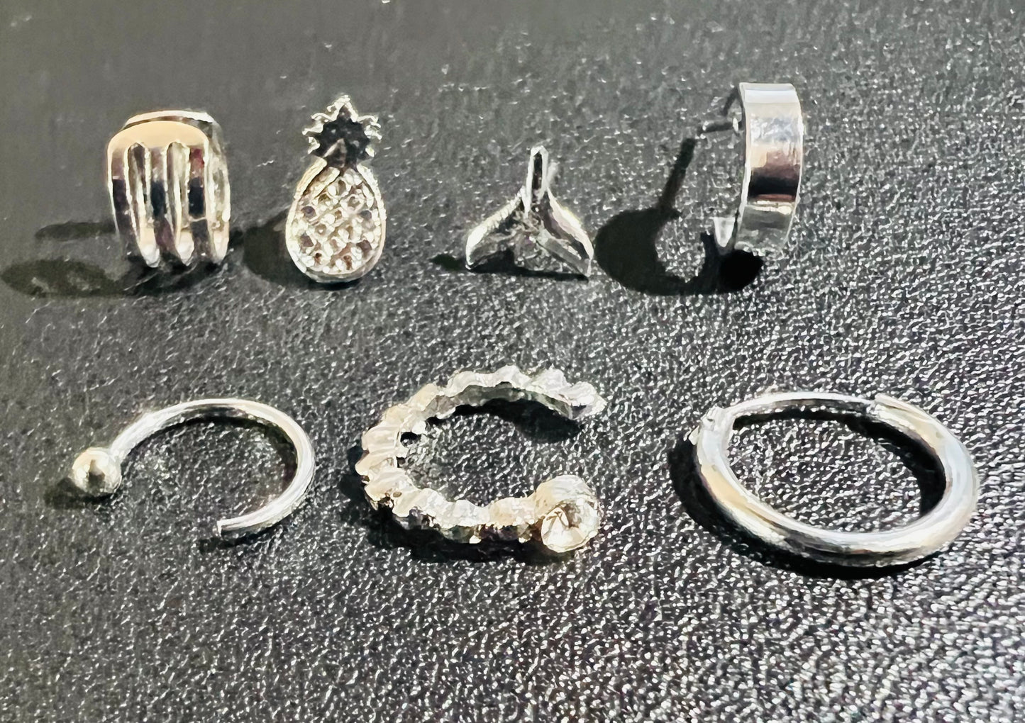 π Alloy Fishtail & Pineapple Fruit Earrings β 7-Piece Set