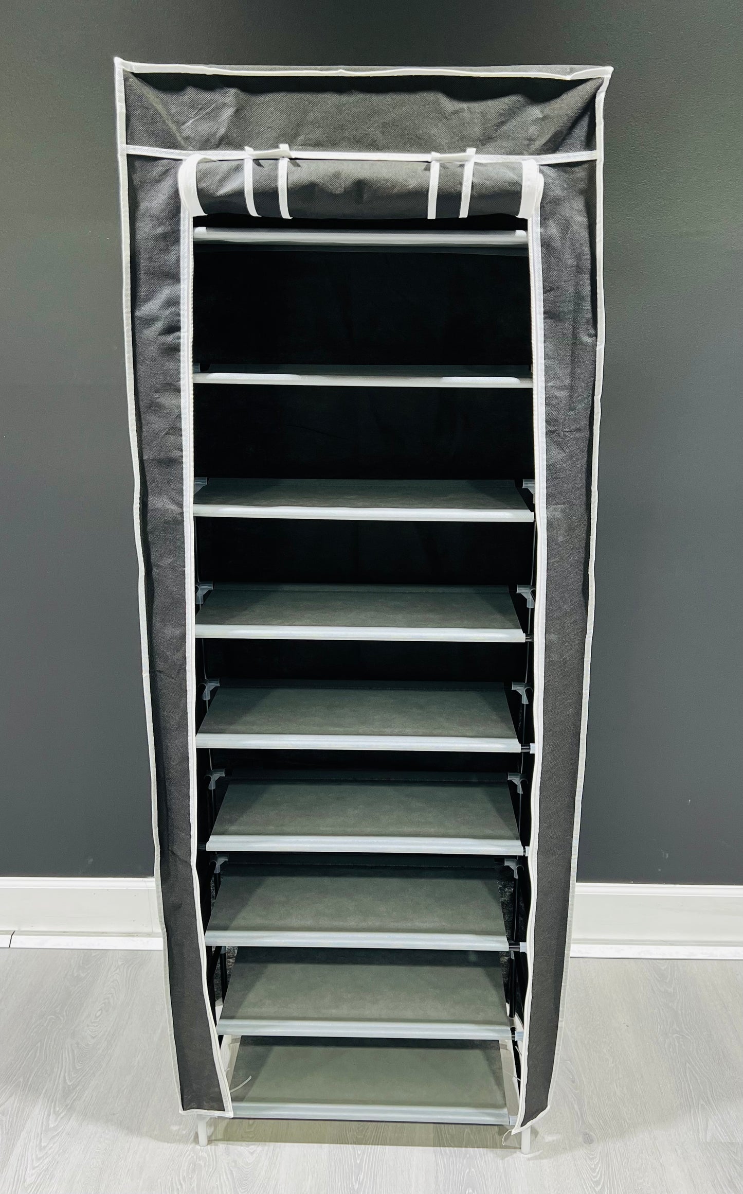 New 9 Tier Shoe Rack Shelf Standing Closet Cabinet Storage with Cover Black