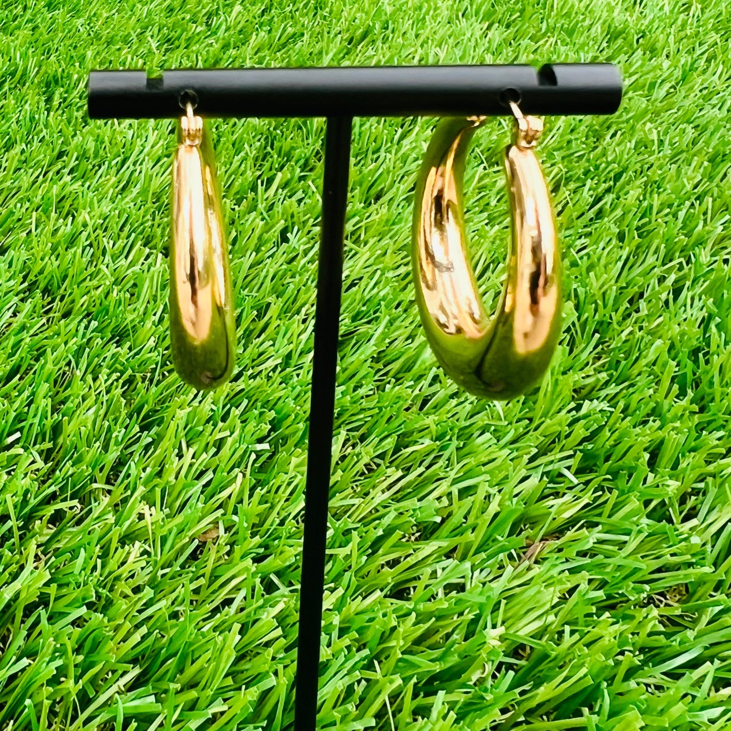 Chunky Gold Plated Hoop Earrings – Small Smooth Circle Hoops for Women