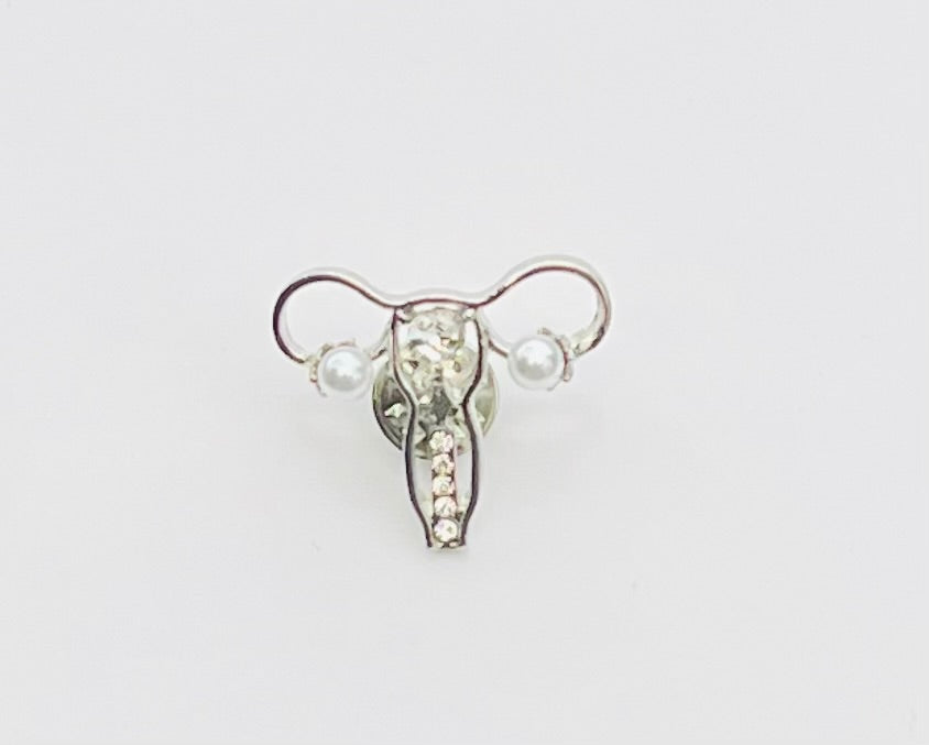 Uterus Shape Brooch – Human Body Inspired Alloy Pin with Gem Accents