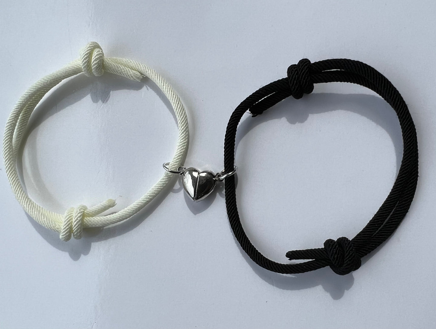 2Pcs Couple Heart Bracelet Rope Braided Distance Magnet Attract Friendship Gift