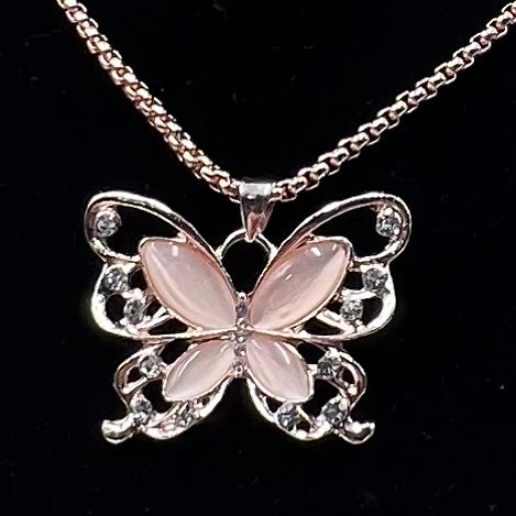 Butterfly Opal Pendant Necklace β Rhinestone