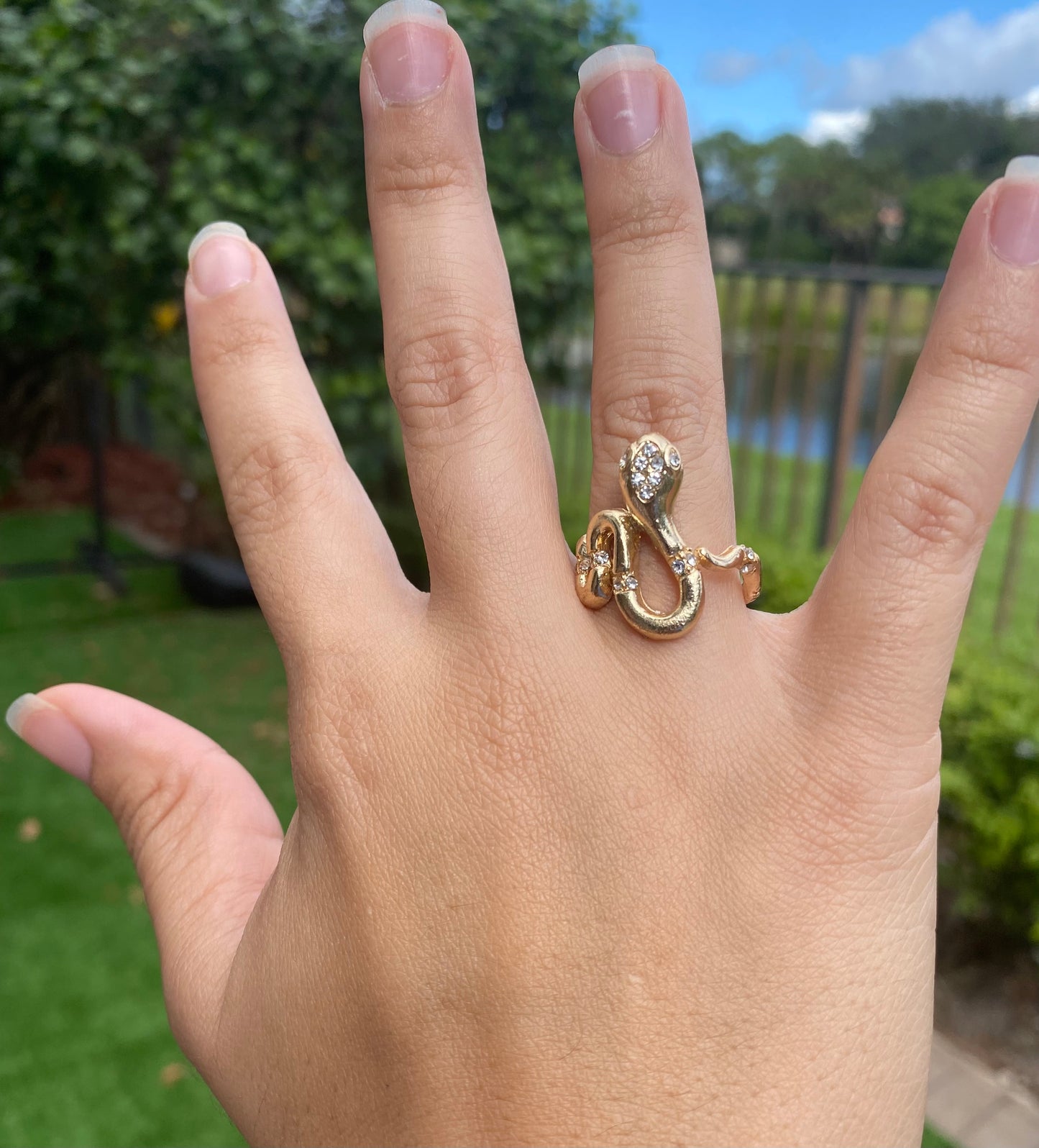 π Gold-Plated Snake-Shaped Punk Ring β Diamond Accents