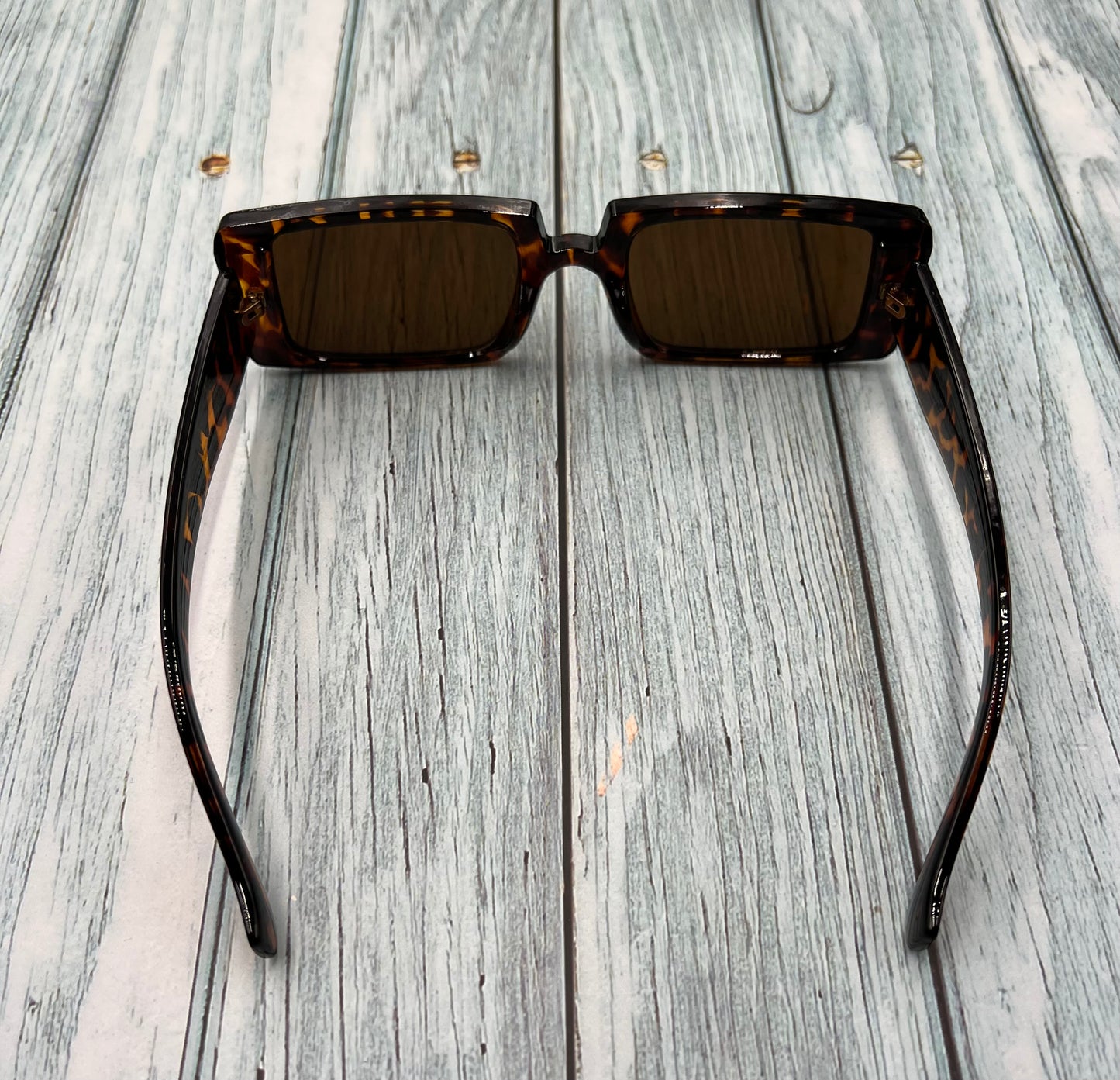 NEW Fashionable Geometric Square Small Leopard Print Frame Fluorescent Sunglasses with Brown Lens