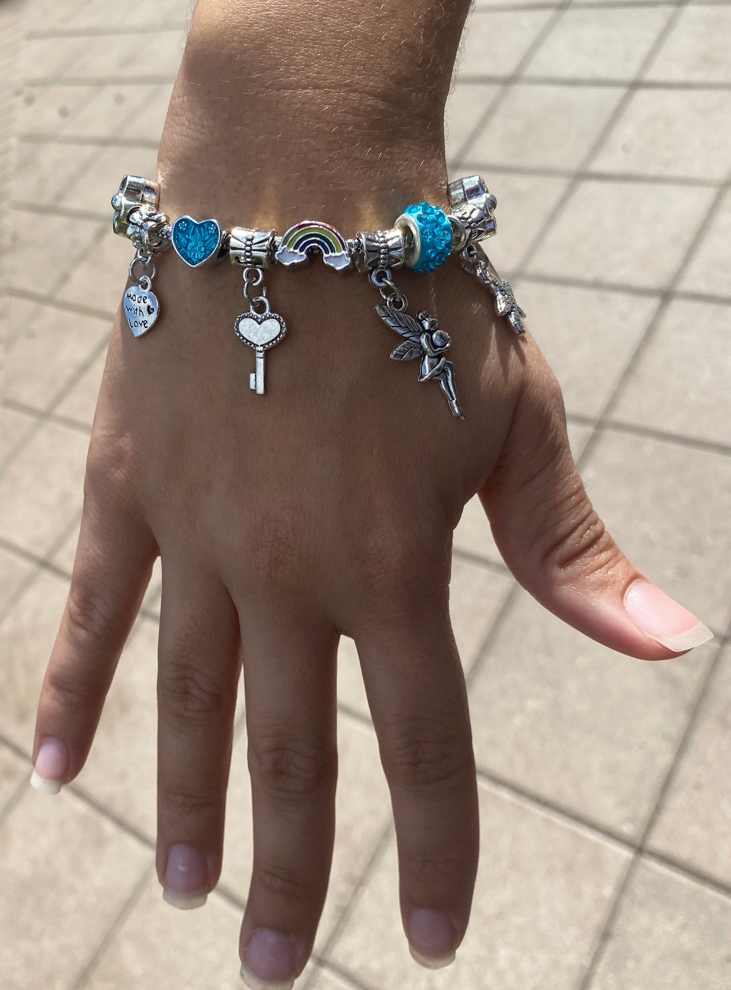 Panjia DIY Bracelet with Big Hole Beads Love Dripping Oil Charm Bracelet for Women