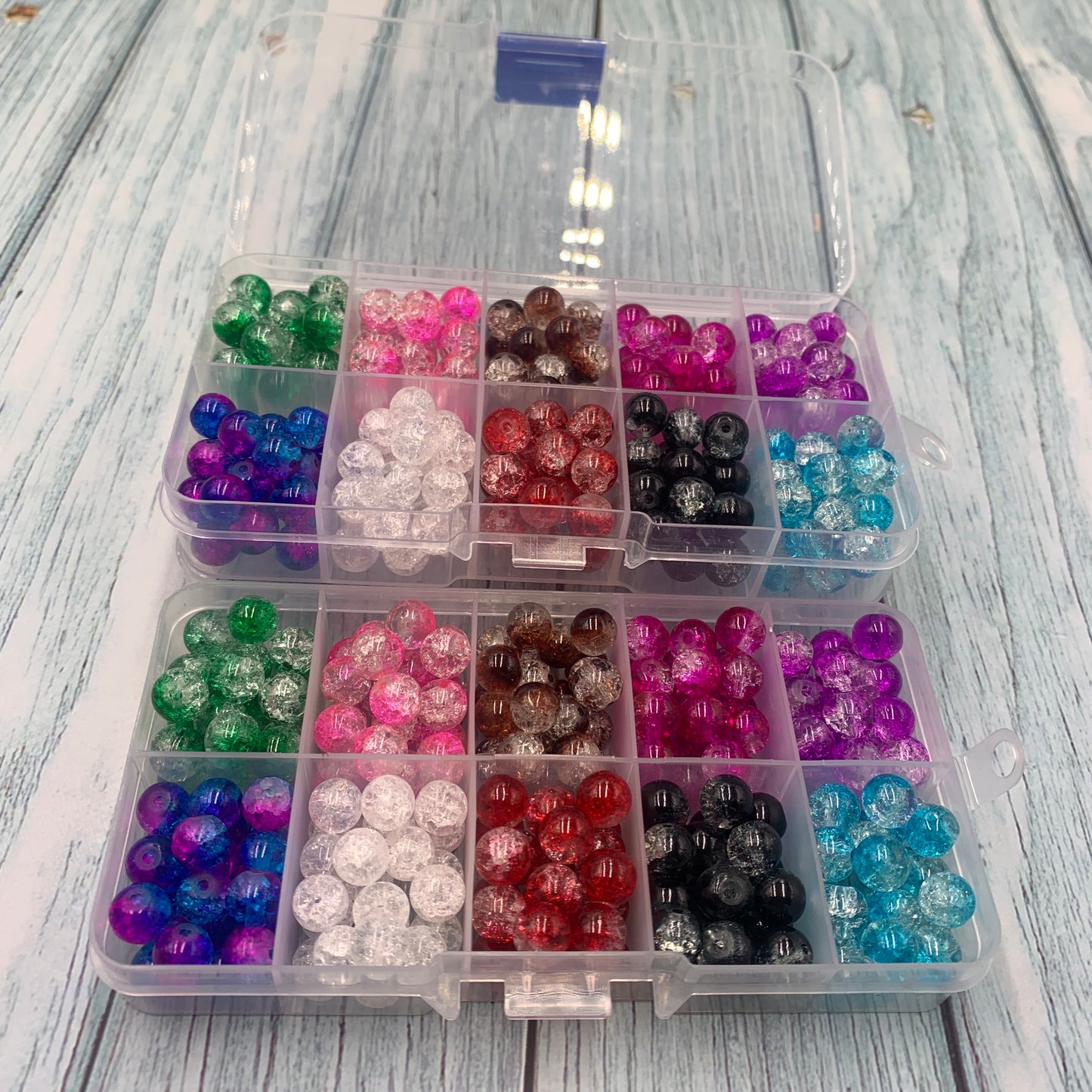 400pcs 8mm Glass Beads for Jewelry Making Bracelets Including 200pcs Faceted Crystal Glass Beads