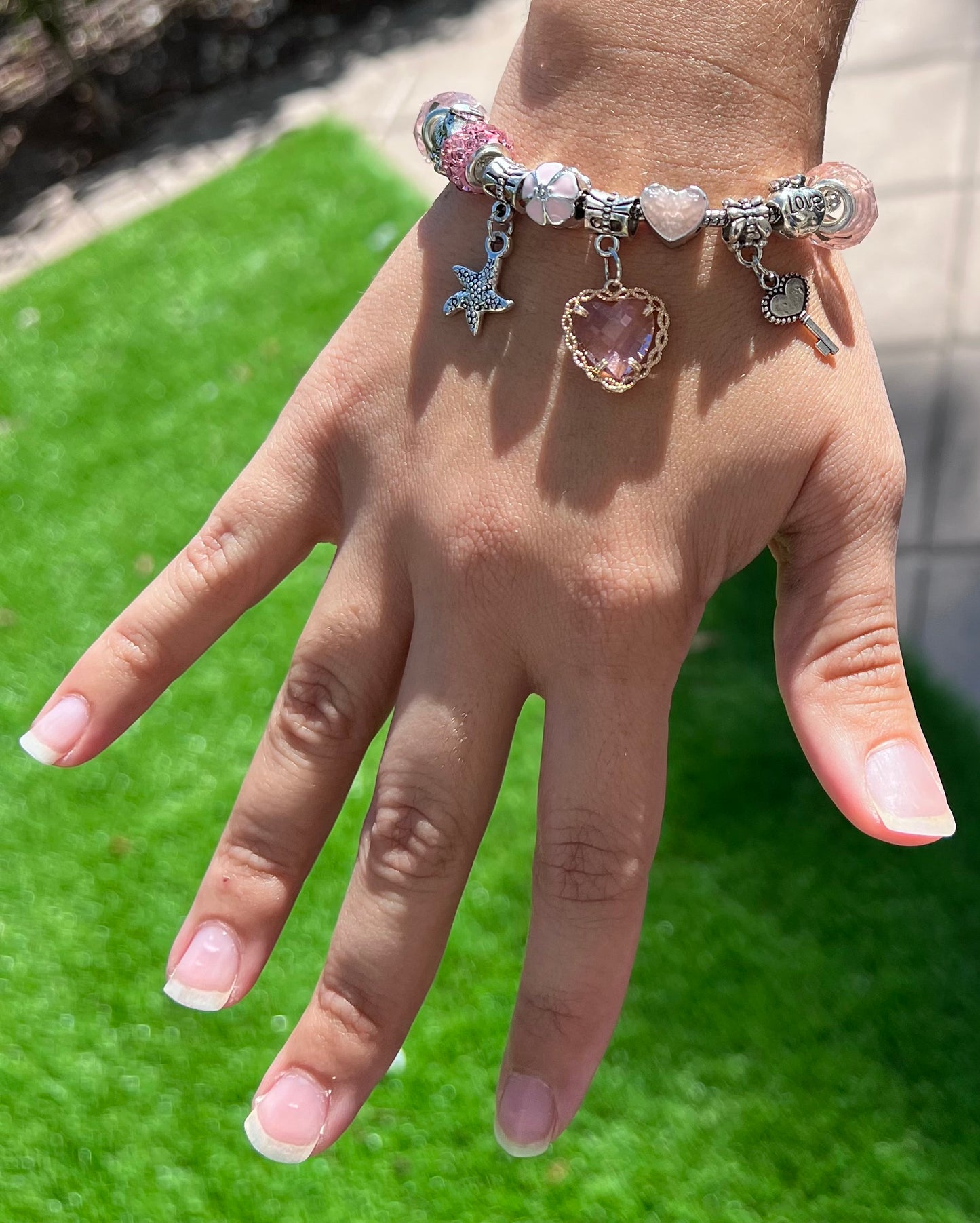 CUTE Heart-Shaped Crystal Charm Bracelet for Girls β Pink Fashion Jewelry Gift π