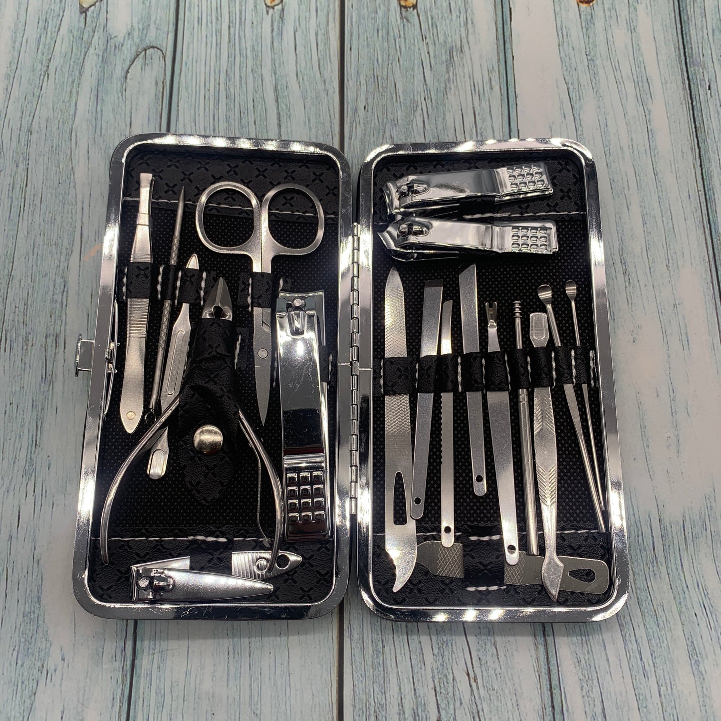 19-in-1 Stainless Steel Manicure Set โ Nail Clippers Kit with Leather Travel Case for Hand, Foot, and Facial Care