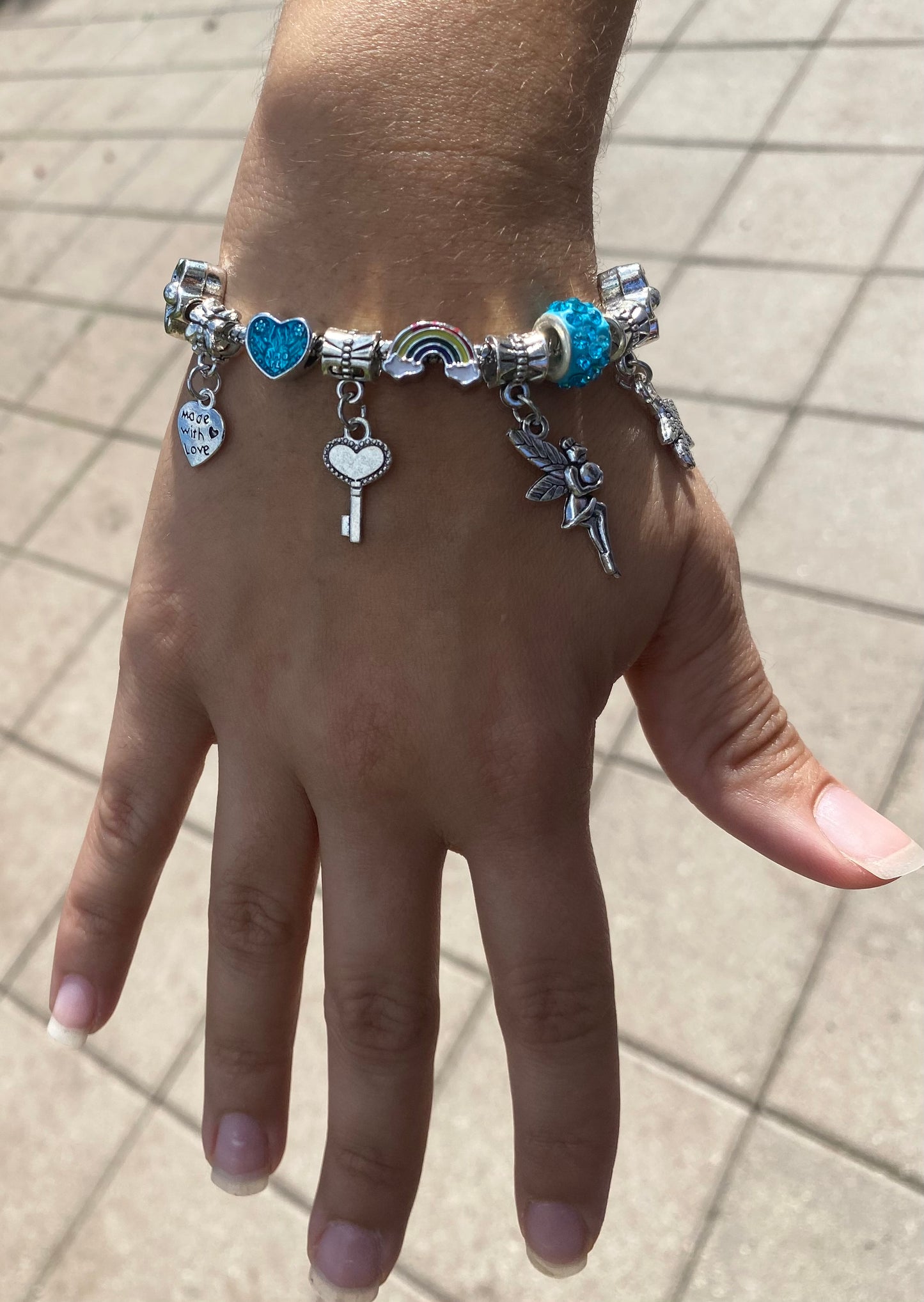 Panjia DIY Bracelet with Big Hole Beads Love Dripping Oil Charm Bracelet for Women