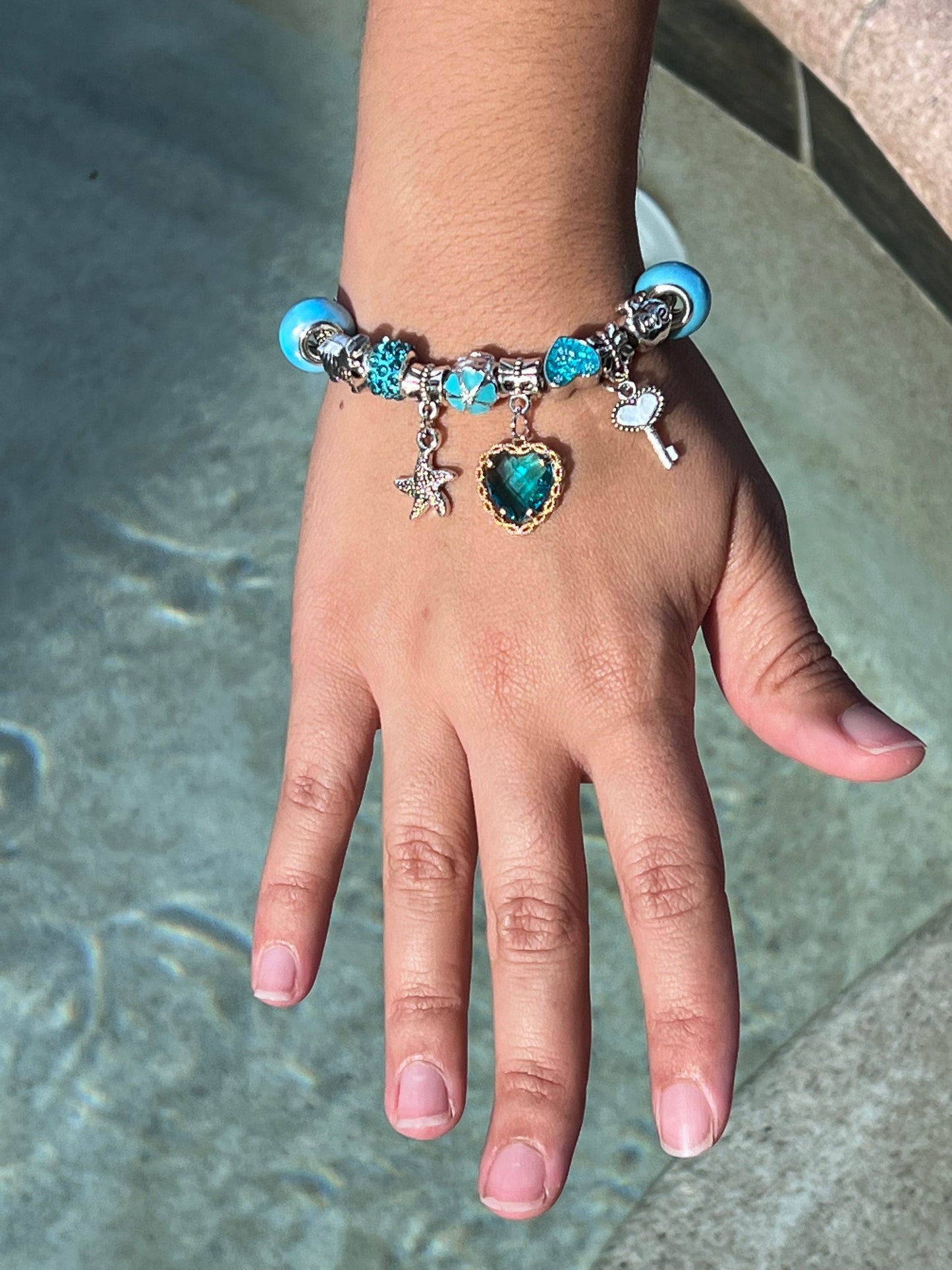 Blue Heart & Star Key Charm Bracelet – Stylish Gemstone Jewelry