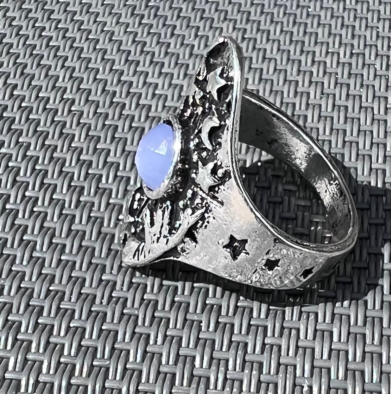 Retro Planet Moonstone Ring – Geometric Cloud Design, Unisex Alloy Jewelry